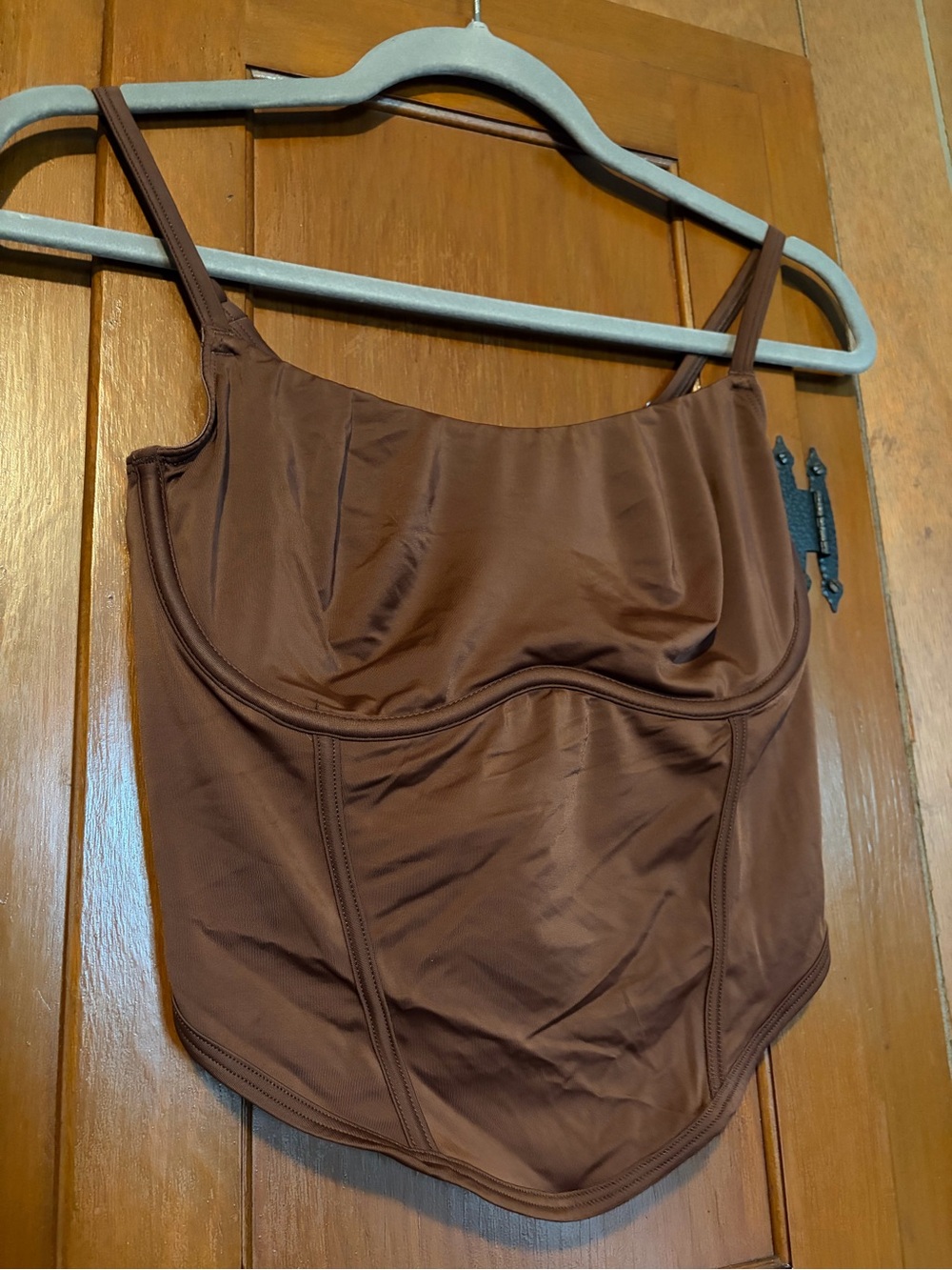 Brown Victoria secret corset with underwire.